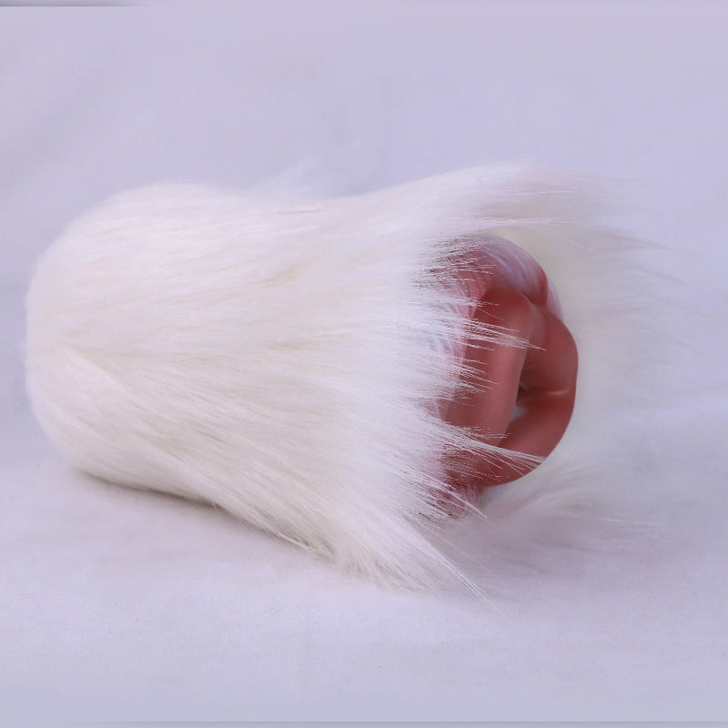 Furry Male Masturbator Rongplux White Long Fur – lateral side view