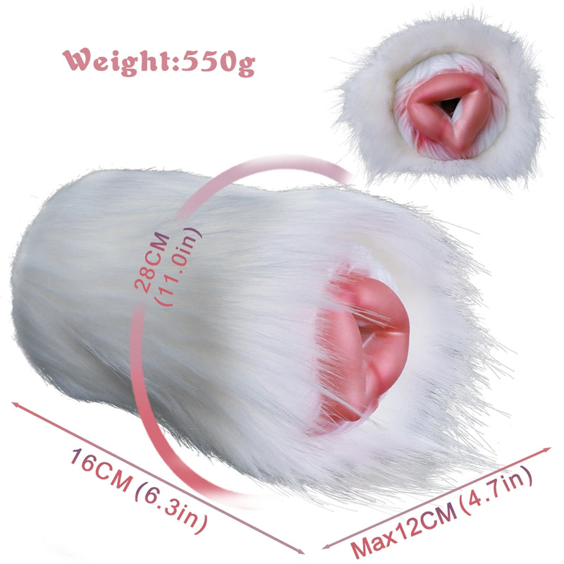 Furry Male Masturbator Rongplux White Long Fur – size scale reference