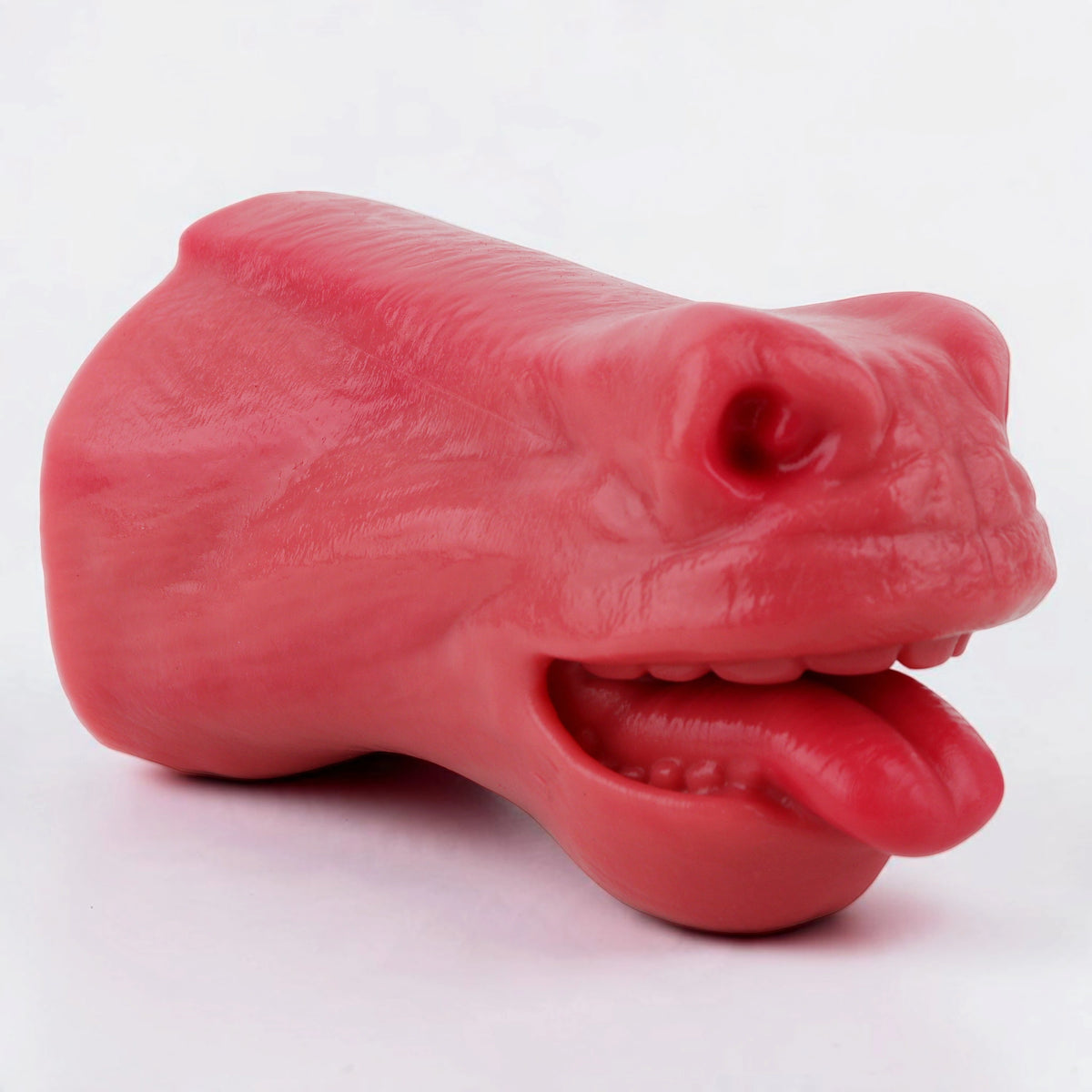 Scarla horse head masturbator, side view with tongue out