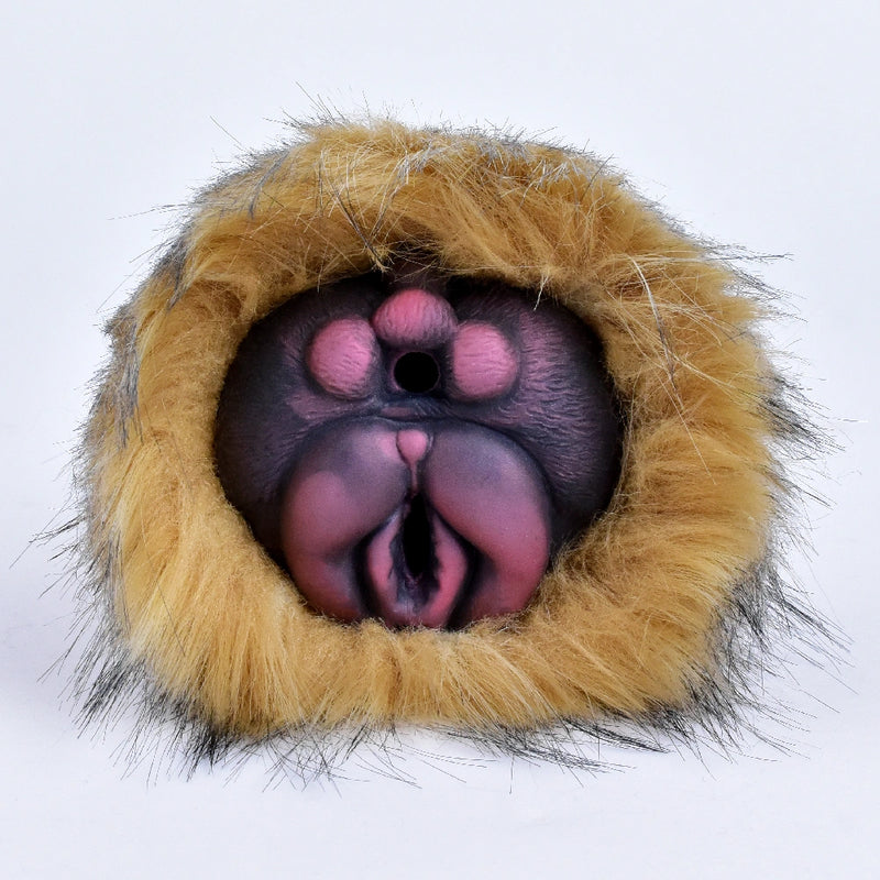 Furry Male Masturbator Slatplux Golden Amber Fur – lateral side view