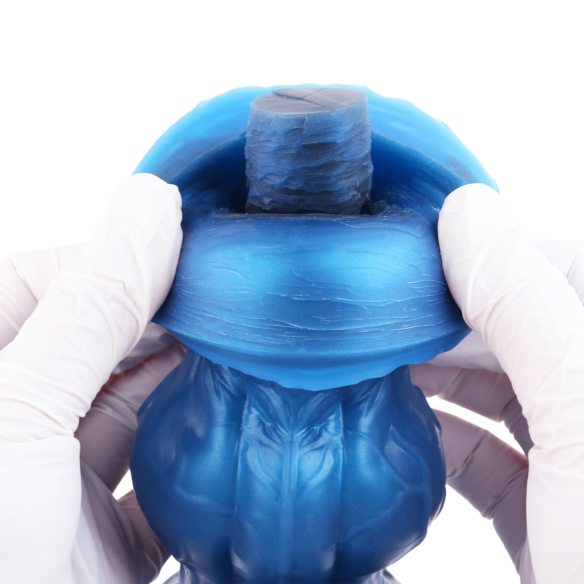 Knot Dildo Sylvex Dual Layer Blue Hex Scale 6.8cm – top view