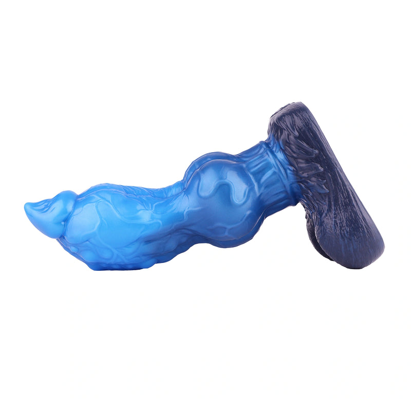Knot Dildo Sylvex Dual Layer Blue Hex Scale 6.8cm – silicone texture close-
