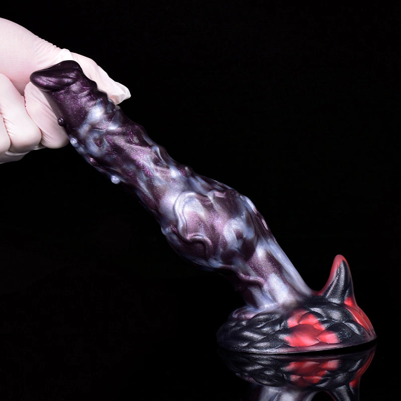 Knot Dildo Sylvoor Galactic Violet Blue Helical Tip Lateral Nodules Foliage Base Silicone