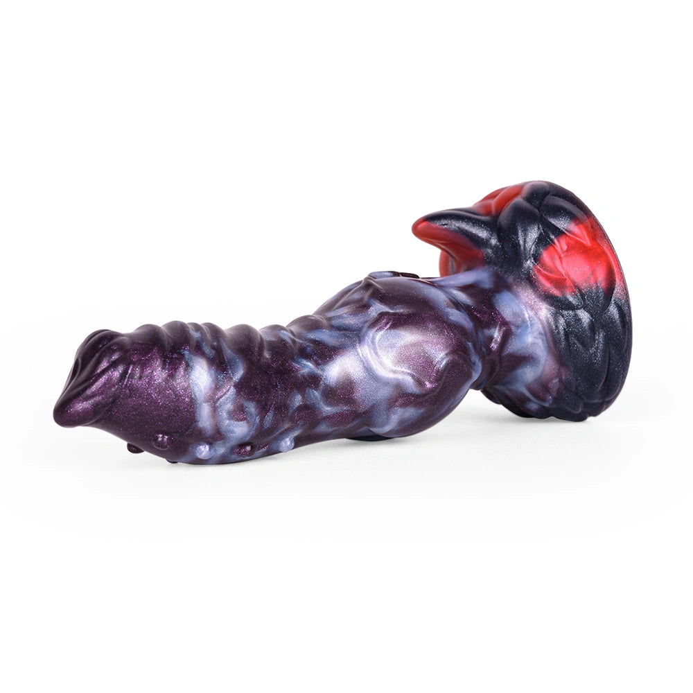Knot Dildo Sylvoor Galactic Violet Blue Helical Tip Lateral Nodules Foliage Base Silicone