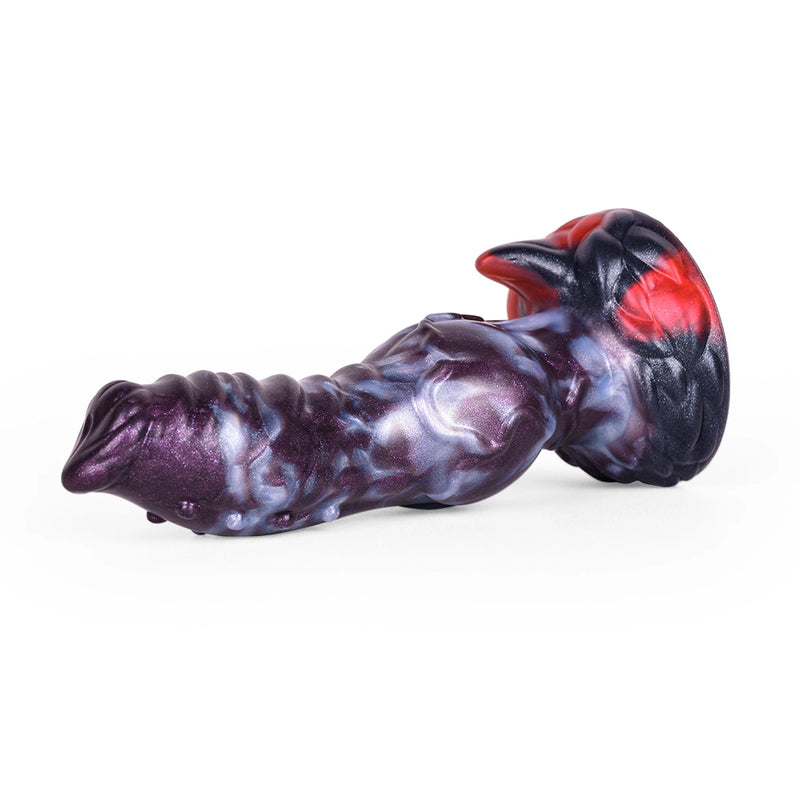 Knot Dildo Sylvoor Galactic Violet Blue Helical Tip Lateral Nodules Foliage Base Silicone