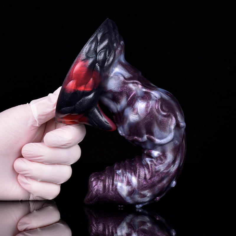 Knot Dildo Sylvoor Galactic Violet Blue Helical Tip Lateral Nodules Foliage Base Silicone