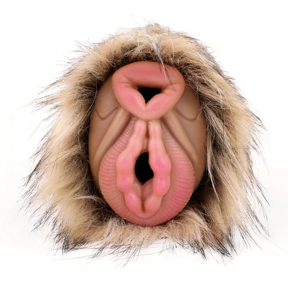 Furry Male Masturbator Tanplux Blond Fur Dual – silicone texture close-up