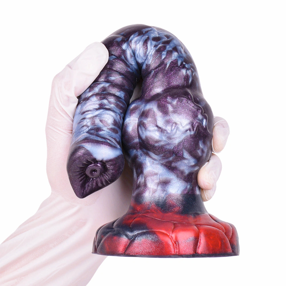 Spiral Dildo Torvex Violet Grey Full Helix Knot – side profile view