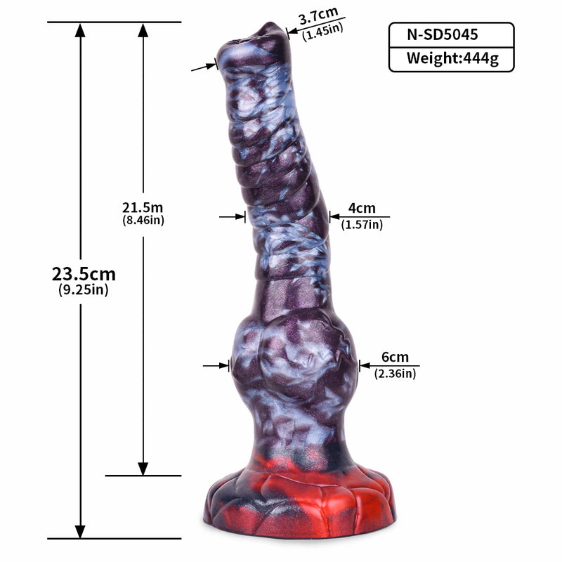 Spiral Dildo Torvex Violet Grey Full Helix Knot – bottom view