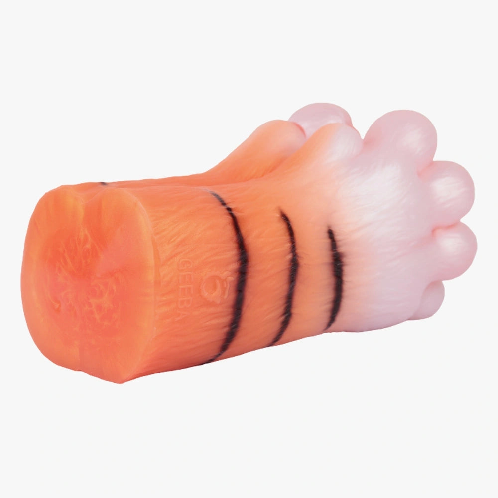 Tiger Paw Masturbator Tyrvax Amber Orange Stripe – silicone texture close-u