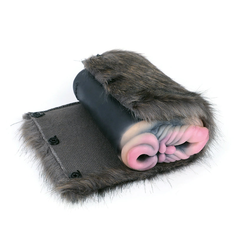 Furry Masturbator Ursplux Plush Fur Dark Brown Dual Pink Entry Hybrid Silicone