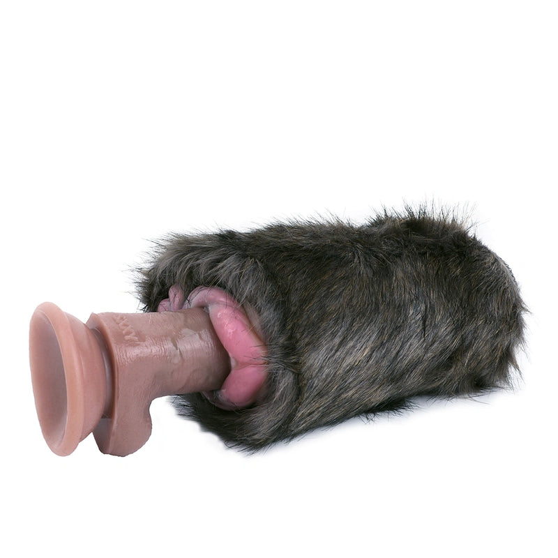 Furry Masturbator Ursplux Plush Fur Dark Brown Dual Pink Entry Hybrid Silicone