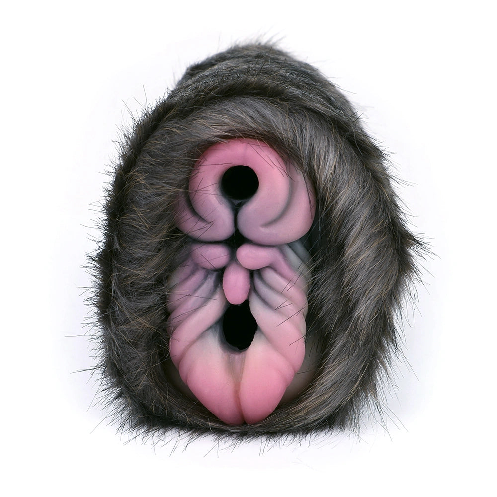 Furry Masturbator Ursplux Plush Fur Dark Brown Dual Pink Entry Hybrid Silicone