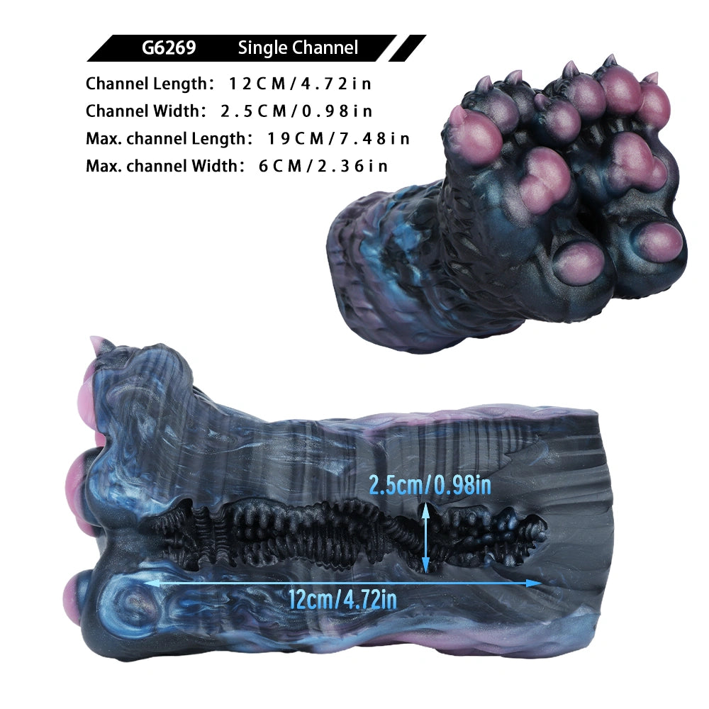 Canine Paw Masturbator Veldrak Double Midnight – size scale reference