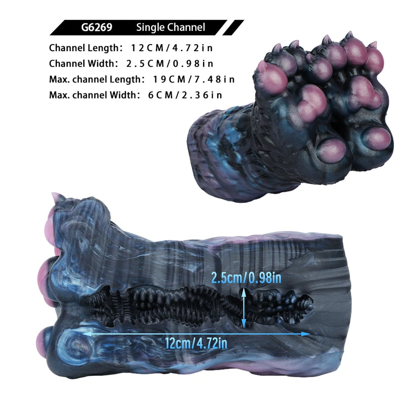 Canine Paw Masturbator Veldrak Double Midnight – size scale reference