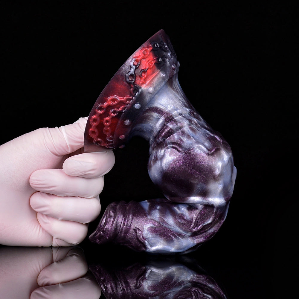 Knot Dildo Velmoor Galactic Violet Blue Marbled – detail close-up