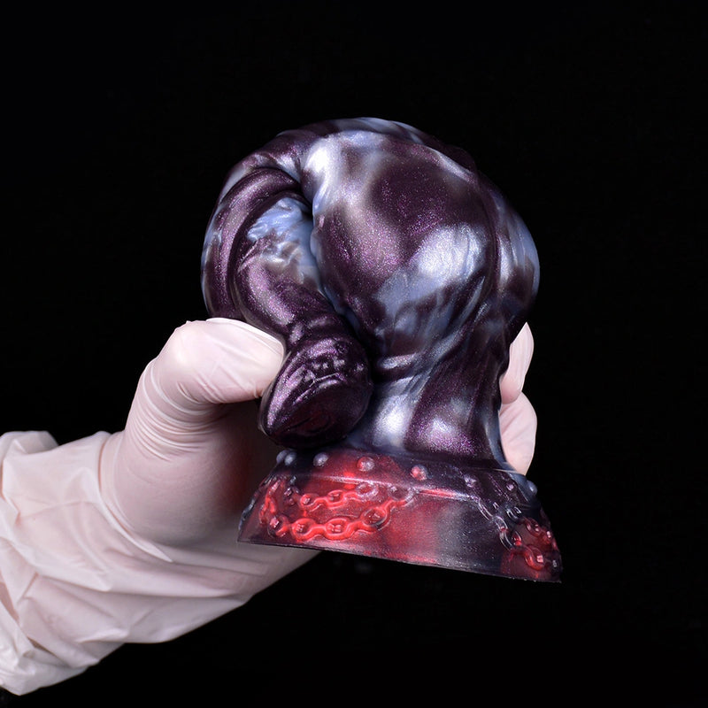 Knot Dildo Velmoor Galactic Violet Blue Marbled – bottom view