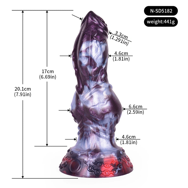 Knot Dildo Velmoor Galactic Violet Blue Marbled – front view