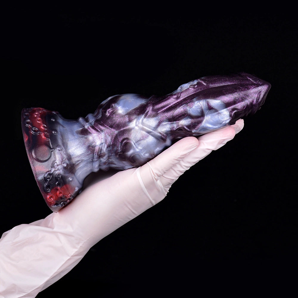 Knot Dildo Velmoor Galactic Violet Blue Marbled – top view