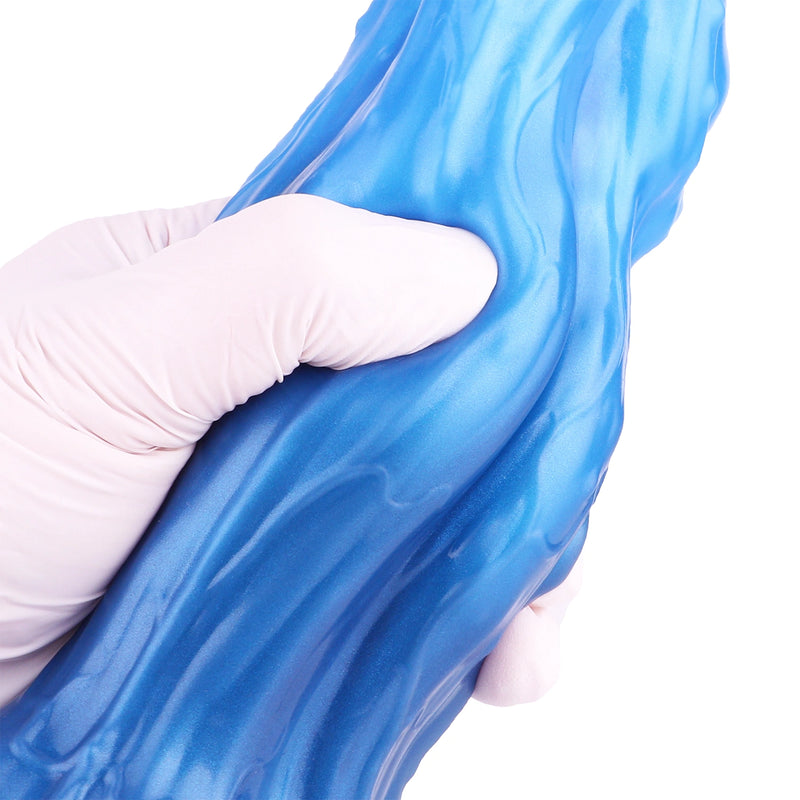 Knot Dildo Velmoor Dual Layer Blue Enchantress – side profile view