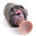 Furry Male Masturbator Velplux Grey Leopard Plush – side profile view