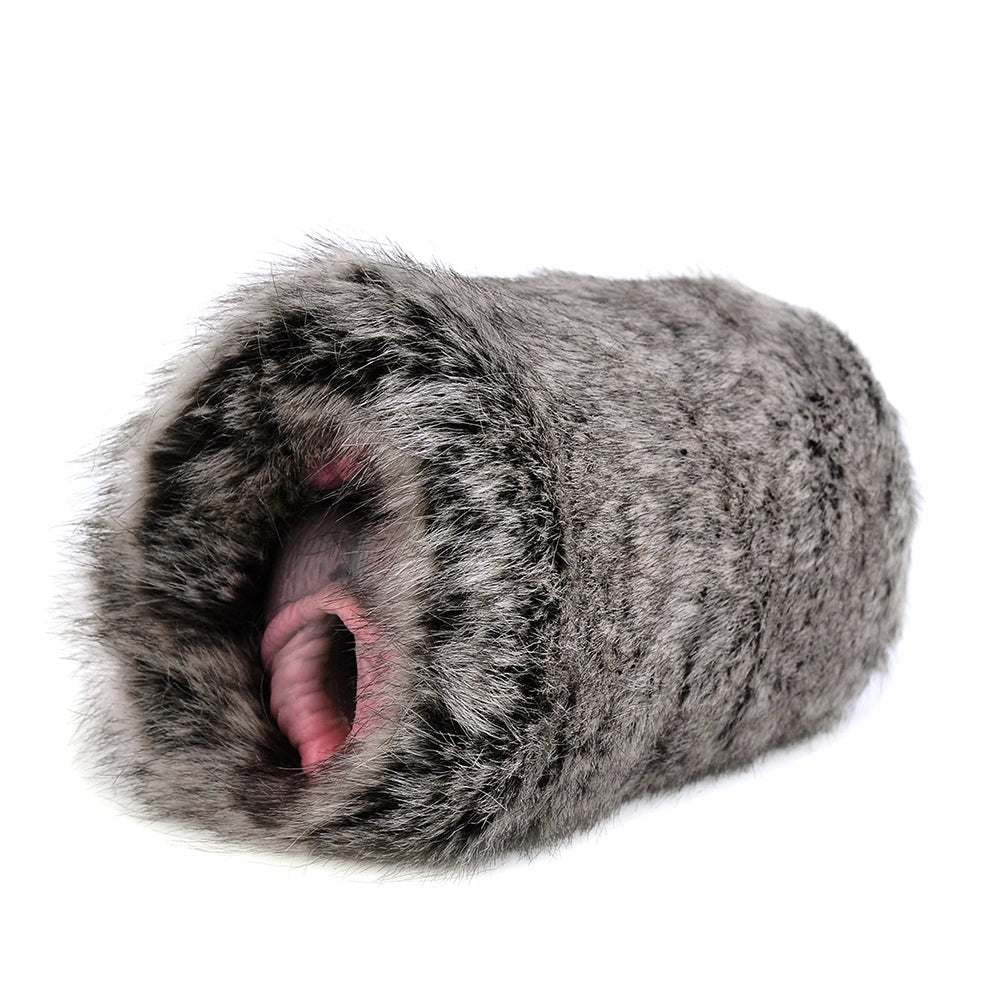 Furry Male Masturbator Velplux Grey Leopard Plush – rear view