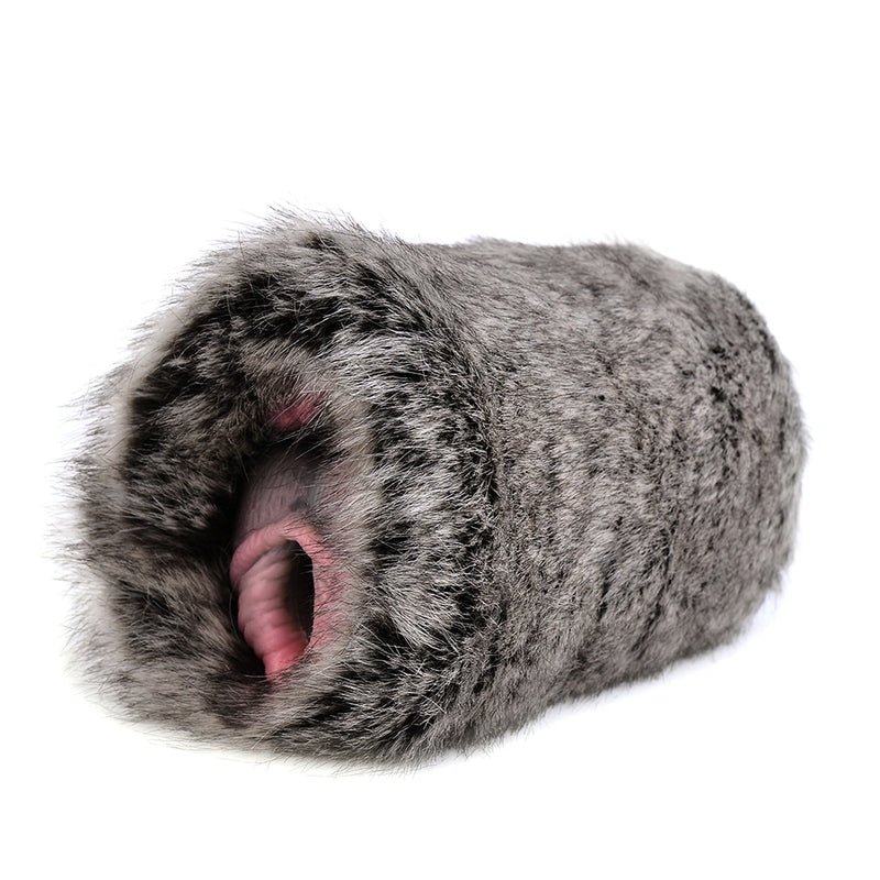 Furry Male Masturbator Velplux Grey Leopard Plush – rear view