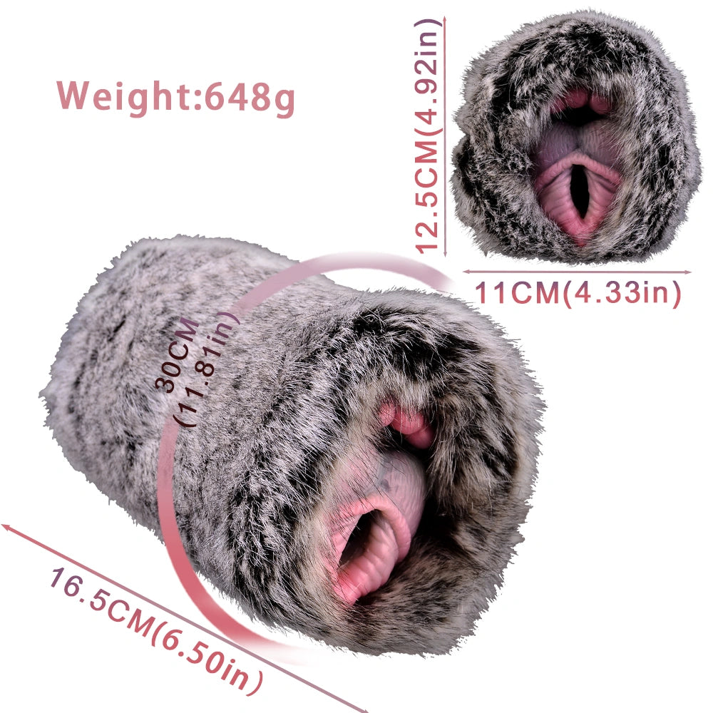 Furry Male Masturbator Velplux Grey Leopard Plush – top view