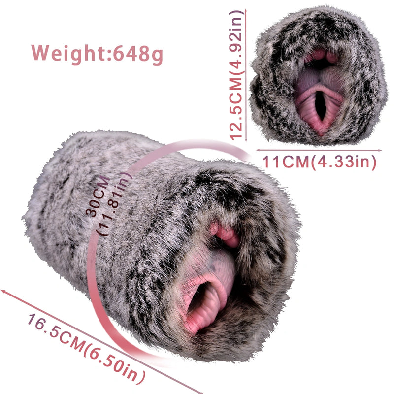 Furry Male Masturbator Velplux Grey Leopard Plush – top view
