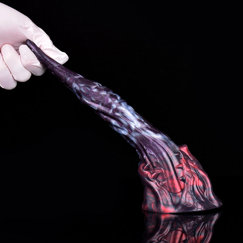 Dragon Dildo VOLCVEX Void Ember Platinum Silicone – rear profile view