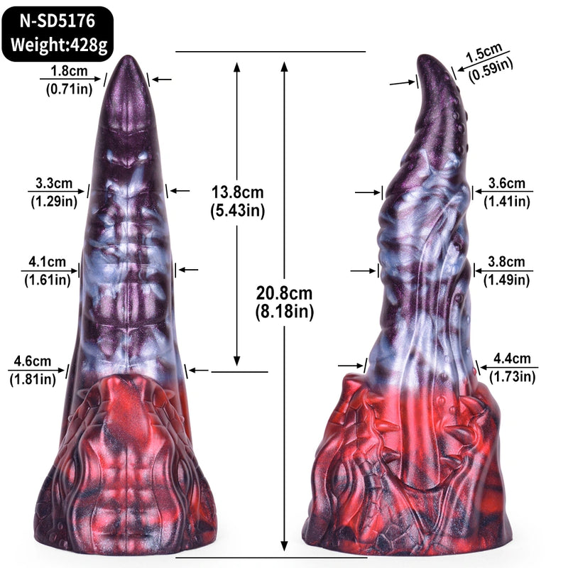 Dragon Dildo VOLCVEX Void Ember Platinum Silicone – bottom view