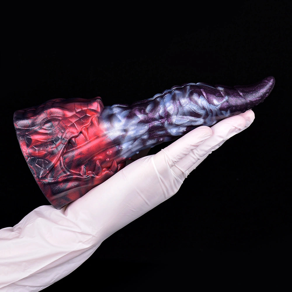 Dragon Dildo VOLCVEX Void Ember Platinum Silicone – lateral side view