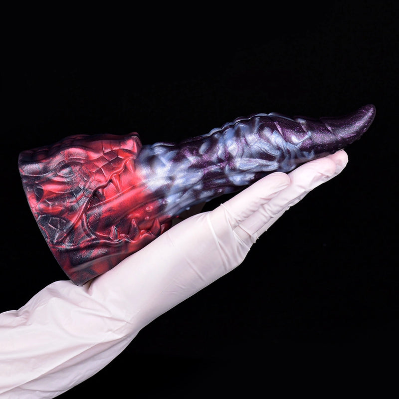 Dragon Dildo VOLCVEX Void Ember Platinum Silicone – lateral side view