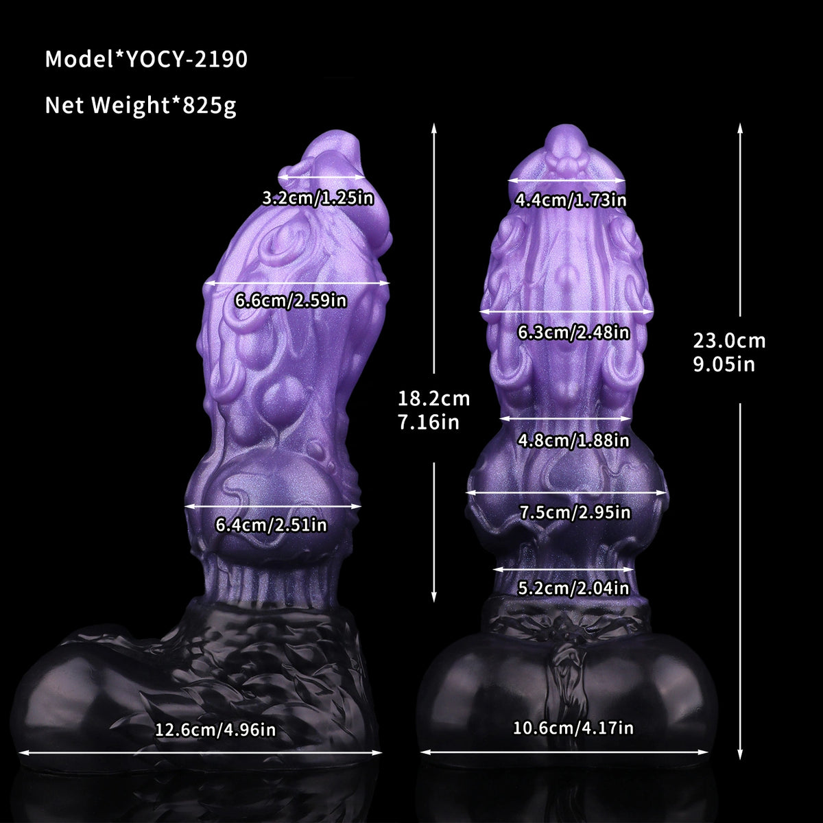 Knot Dildo Zelvoor Dual Layer Lavender 7.5cm Knot – lateral side view